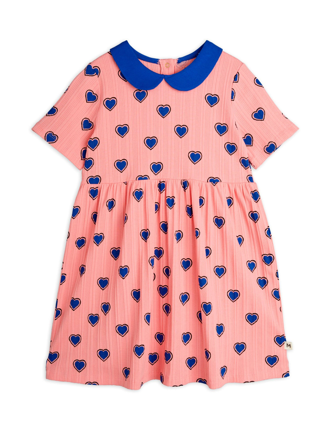 Mini Rodini Outlined Hearts AOP Short Sleeve Dress - Pink
