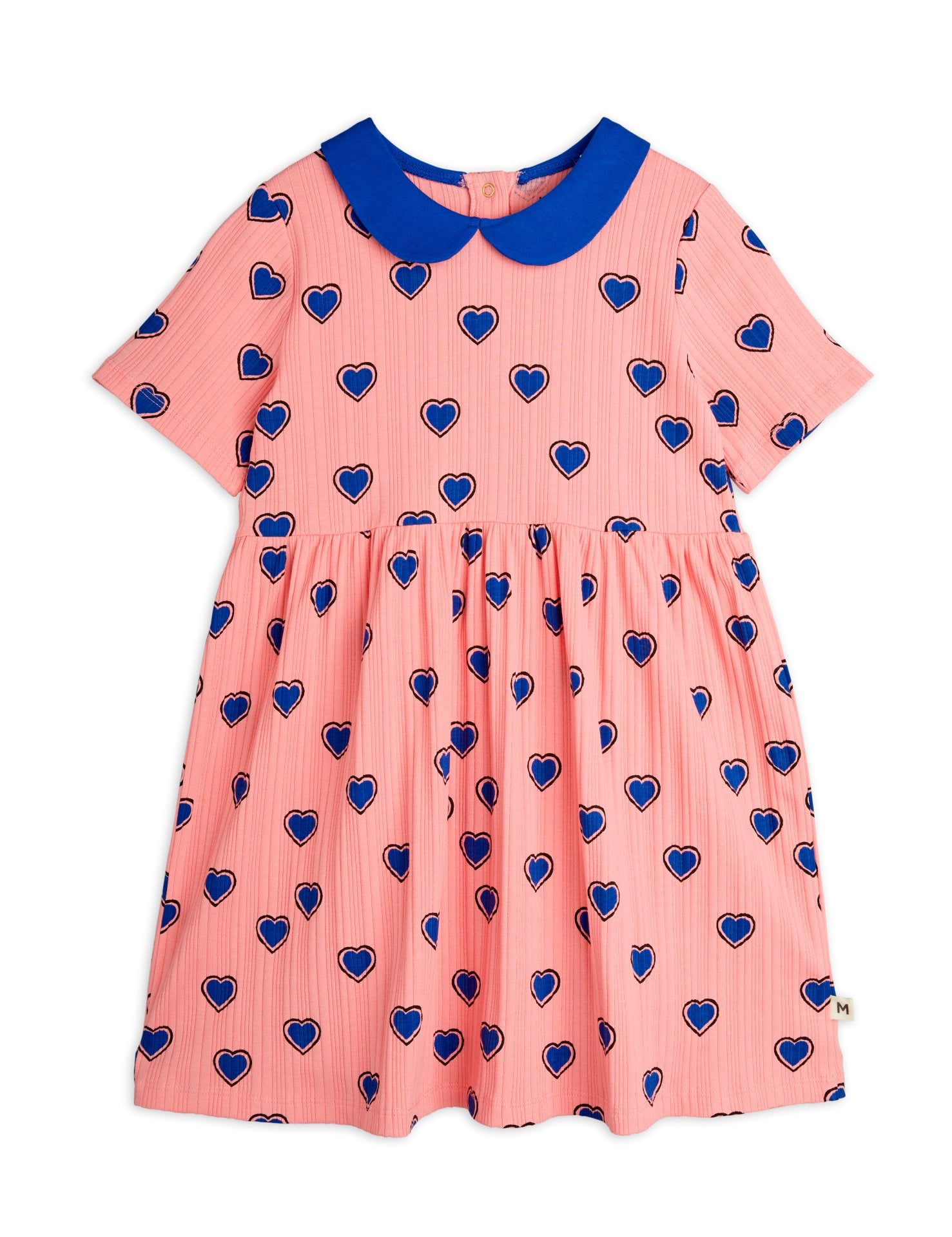 Mini Rodini Outlined Hearts AOP Short Sleeve Dress - Pink