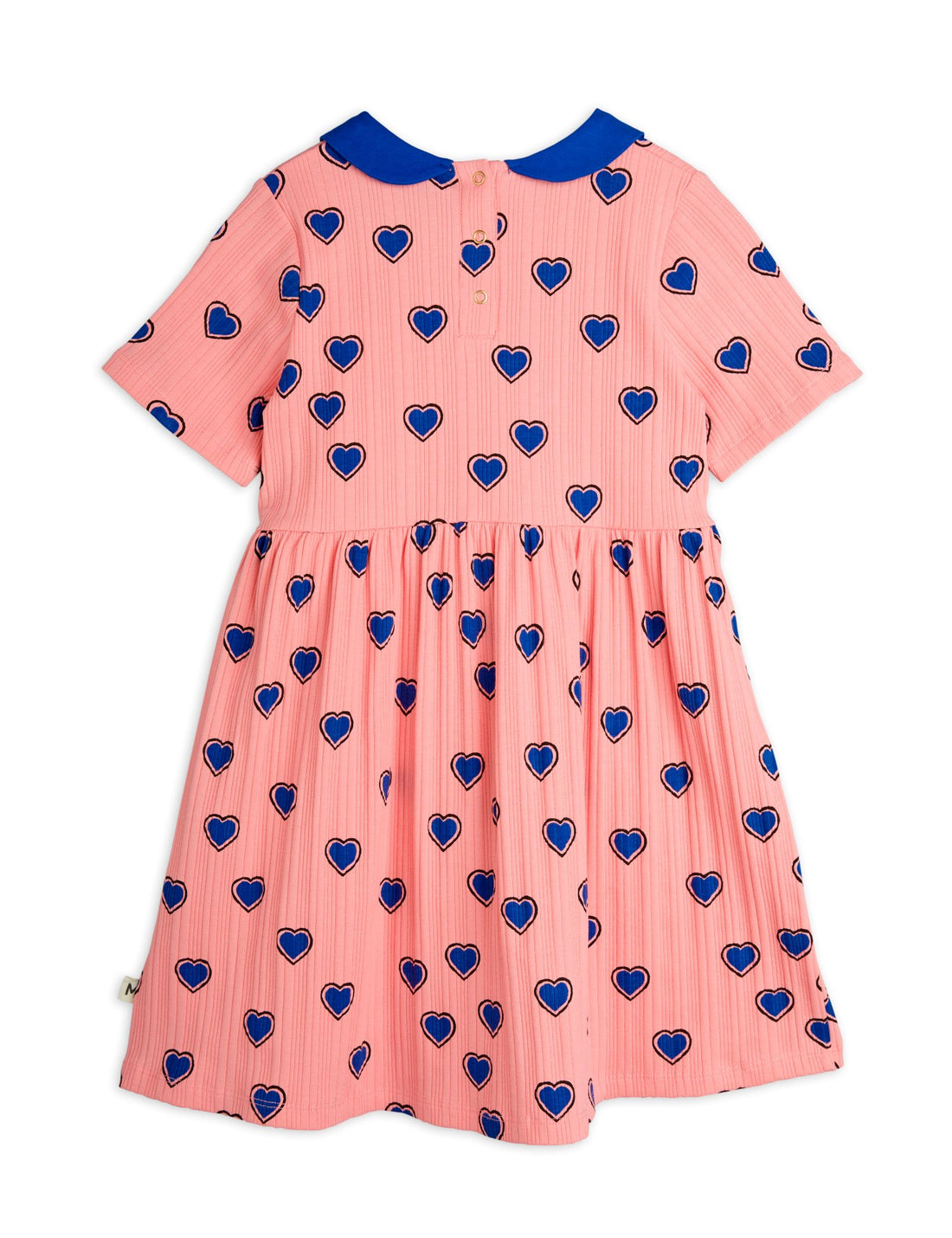 Mini Rodini Outlined Hearts AOP Short Sleeve Dress - Pink