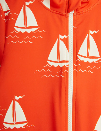 Mini Rodini Sailing Boats AOP Short Sleeve UV Suit