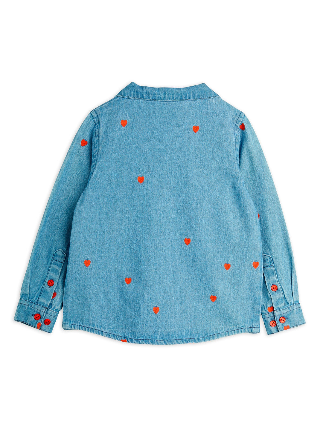 Mini Rodini Mini Hearts All Over Print Woven Long Sleeve Shirt - Blue