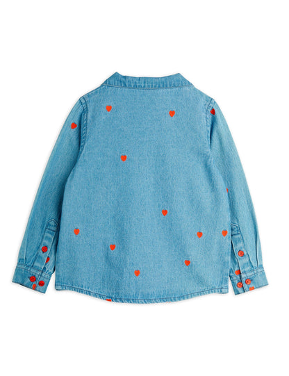 Mini Rodini Mini Hearts All Over Print Woven Long Sleeve Shirt - Blue