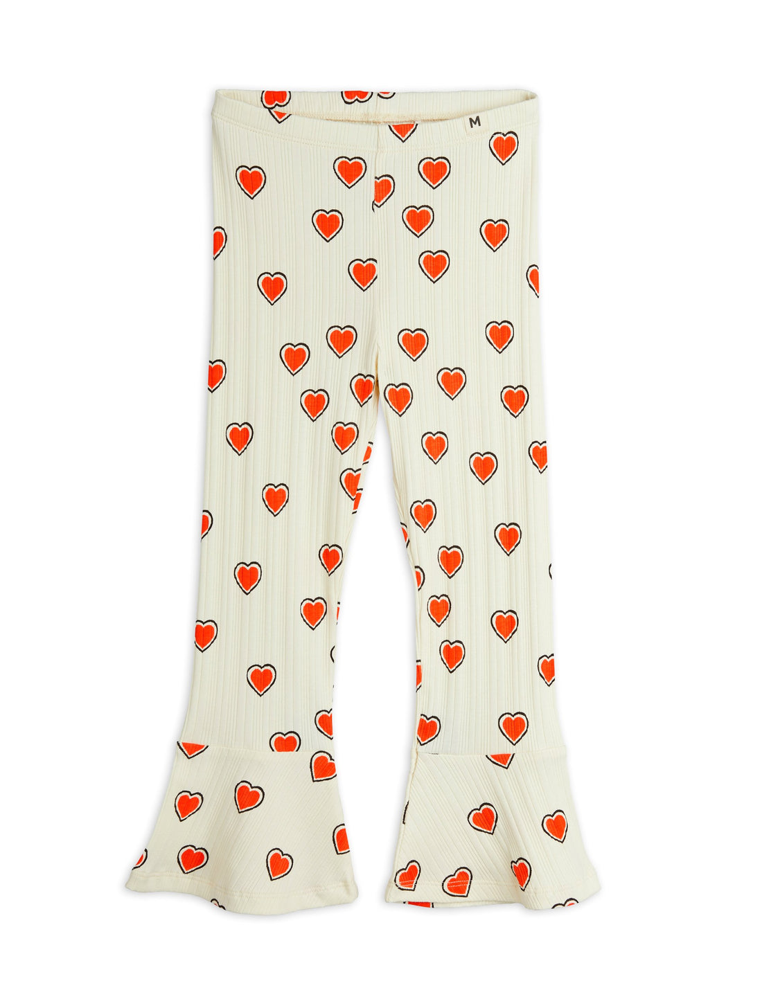 Mini Rodini Outlined Hearts All Over Print Flared Trousers - Off White