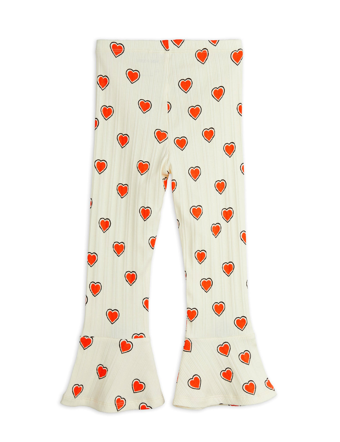 Mini Rodini Outlined Hearts All Over Print Flared Trousers - Off White