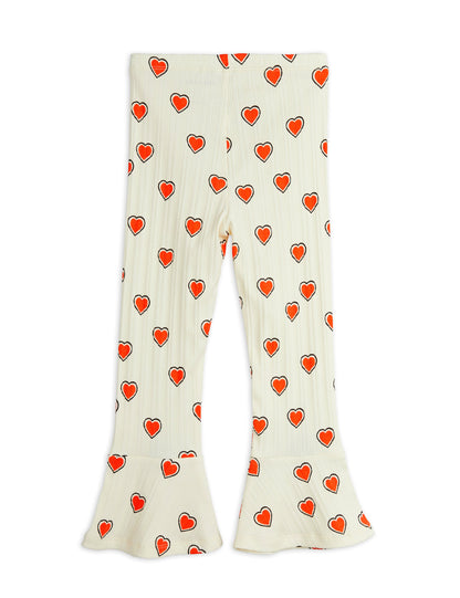 Mini Rodini Outlined Hearts All Over Print Flared Trousers - Off White