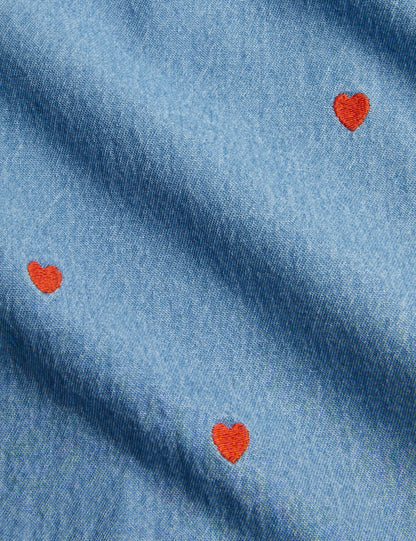 Mini Rodini Mini Hearts All Over Print Woven Trousers - Blue
