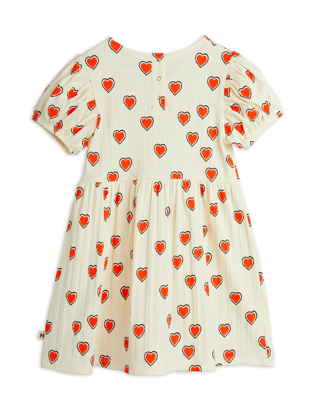 Mini Rodini Outlined Hearts All Over Print Short Sleeve Dress - Off White