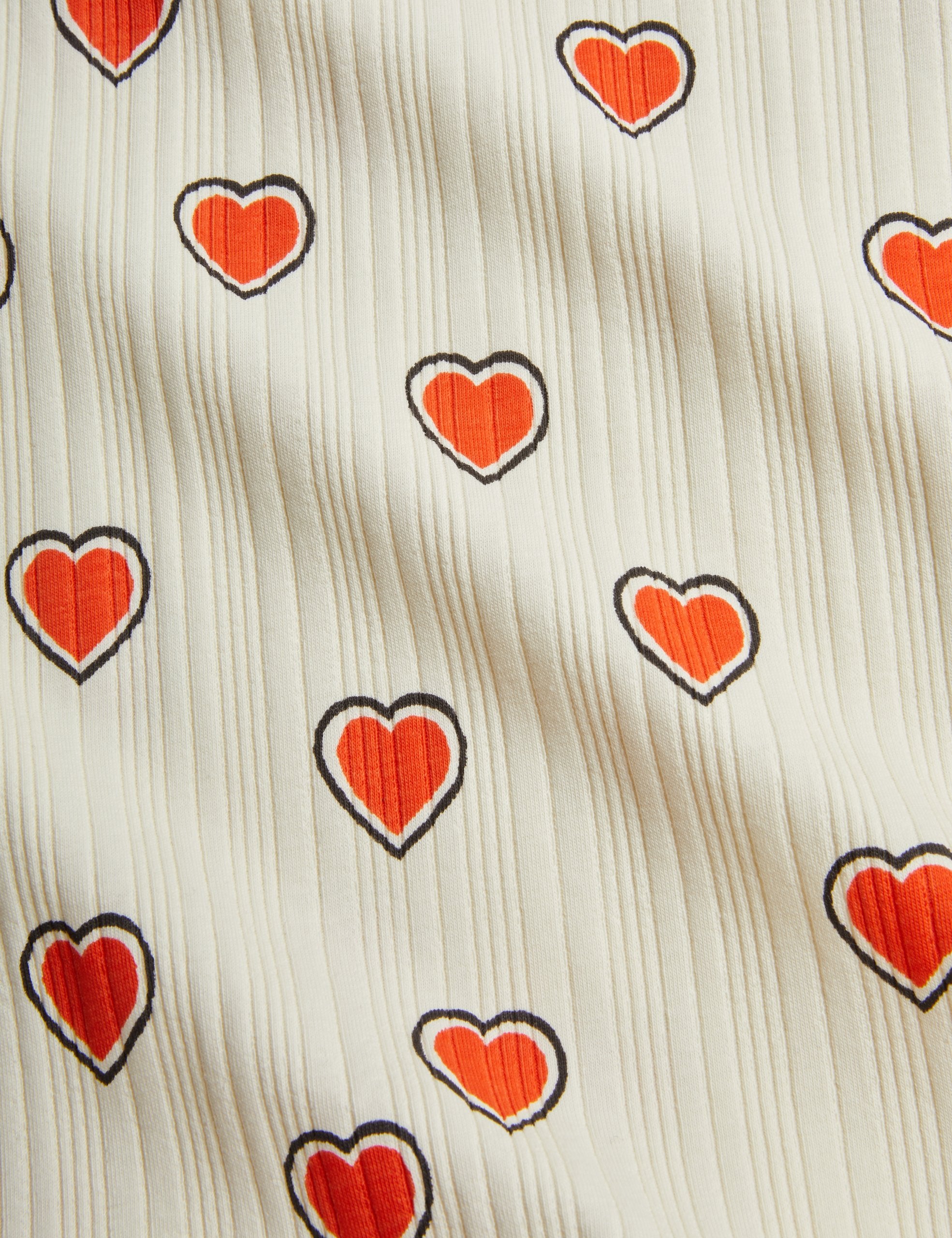 Mini Rodini Outlined Hearts All Over Print Short Sleeve Dress - Off White