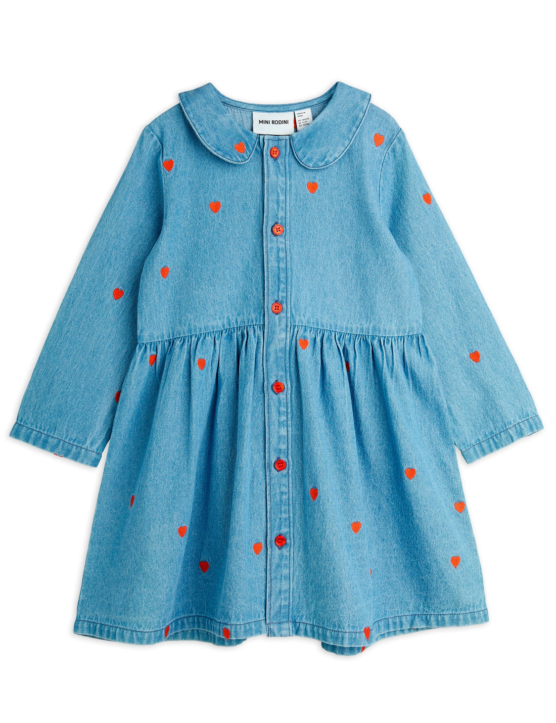 Mini Rodini Mini Hearts All Over Print Woven Dress - Blue