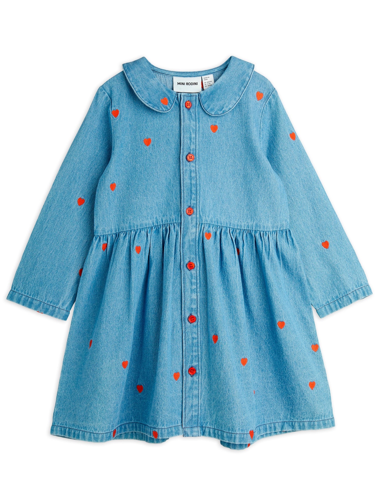 Mini Rodini Mini Hearts All Over Print Woven Dress - Blue