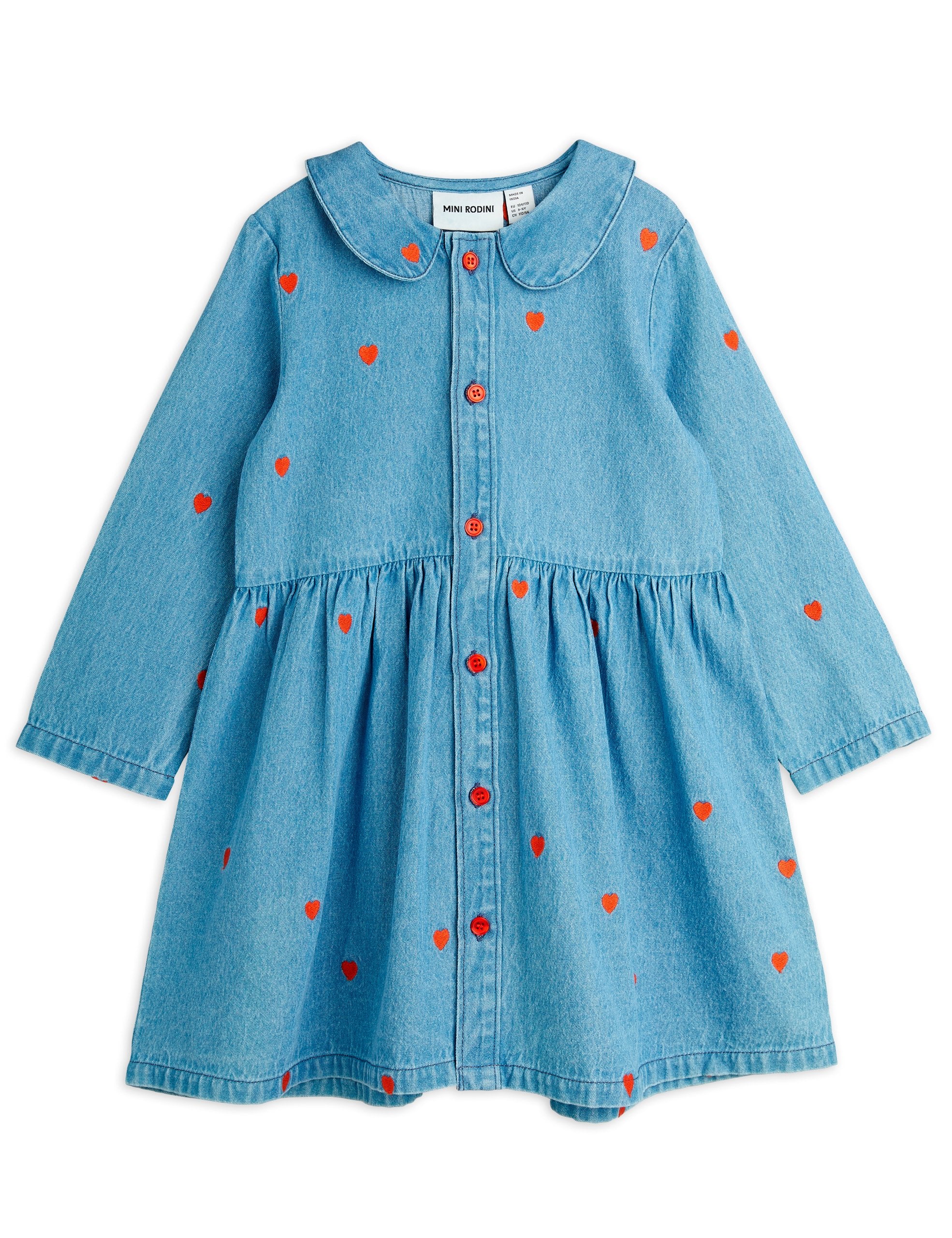 Mini Rodini Mini Hearts All Over Print Woven Dress - Blue