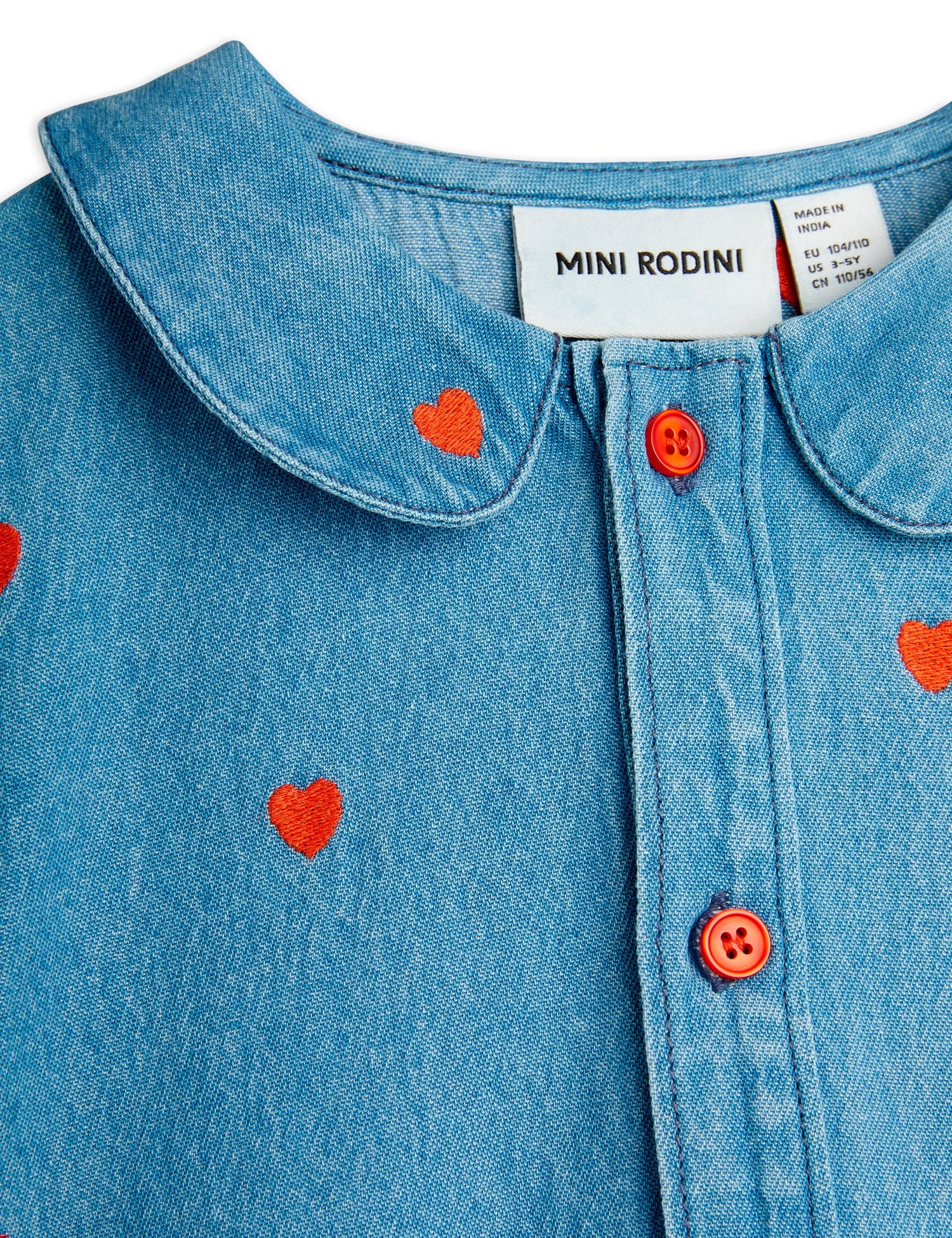 Mini Rodini Mini Hearts All Over Print Woven Dress - Blue