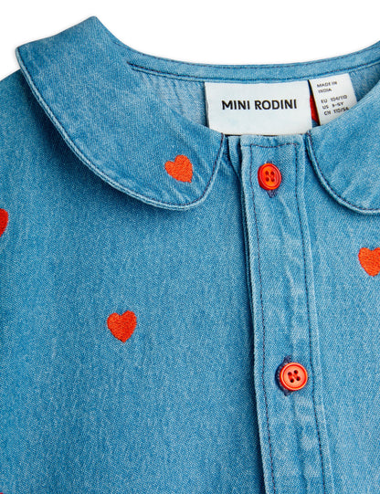 Mini Rodini Mini Hearts All Over Print Woven Dress - Blue
