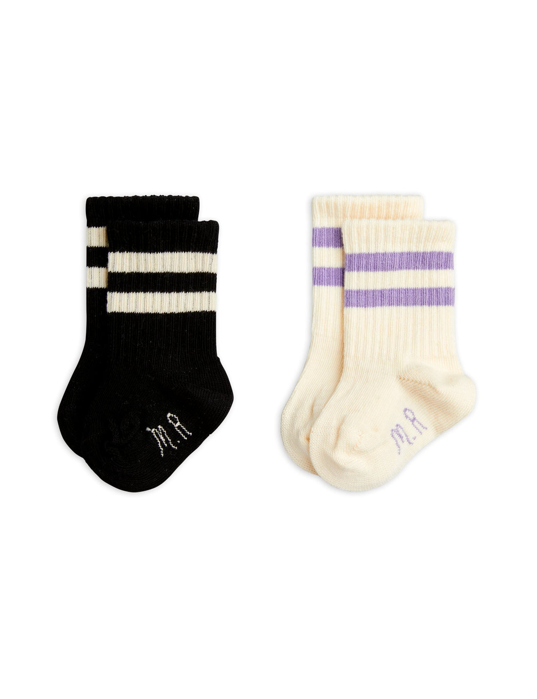 Mini Rodini Stripe 2-Pack Baby Socks - Off White