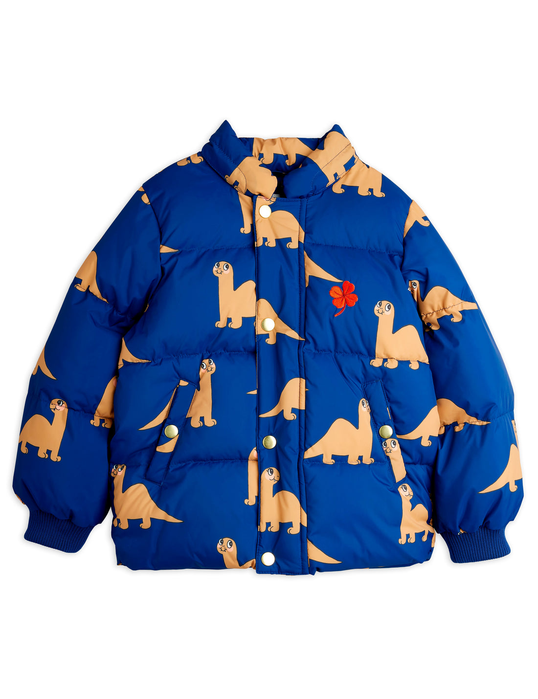 Mini Rodini Dinos All Over Print Hooded Puffer - Blue