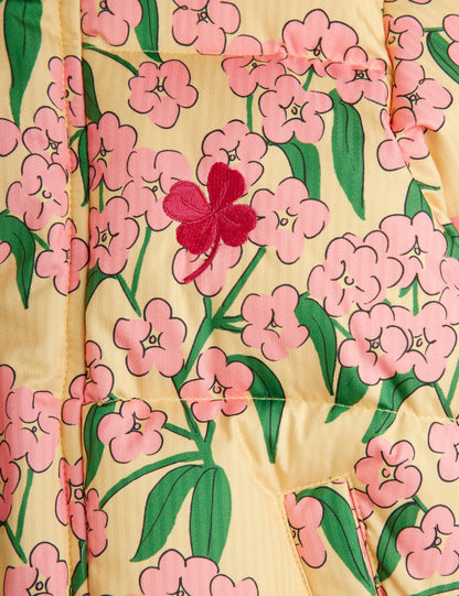 Mini Rodini Alpine Flowers All Over Print Hooded Puffer - Yellow