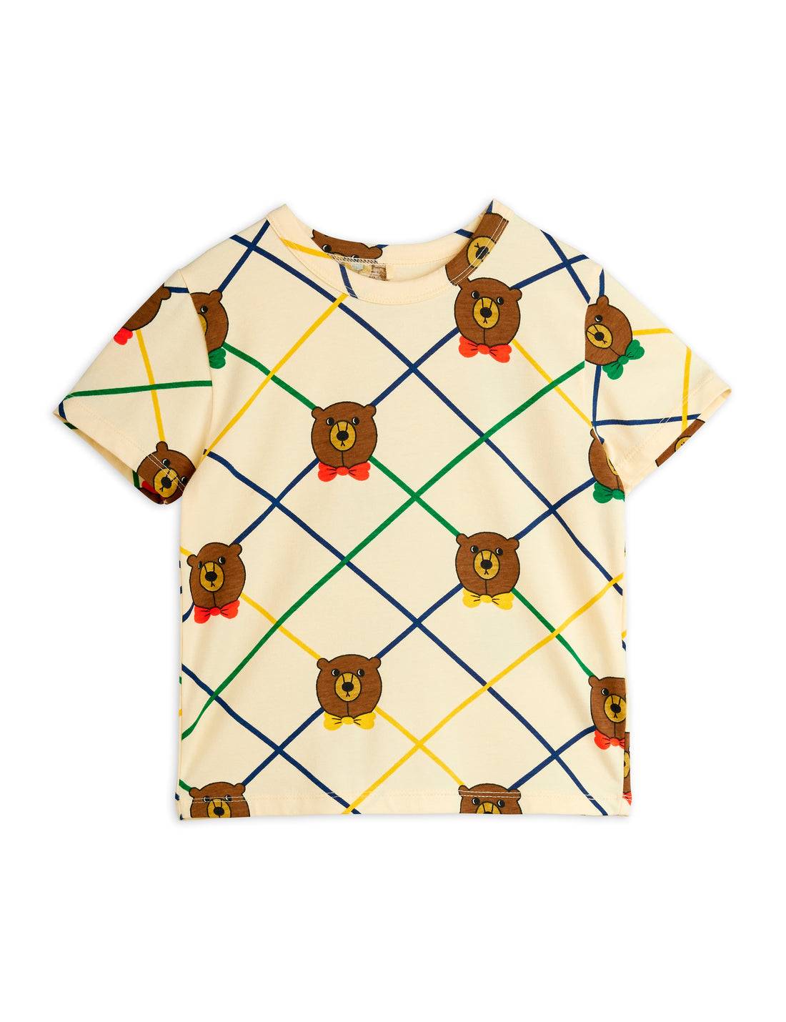 Mini Rodini Bear Check All Over Print Short Sleeve Tee -