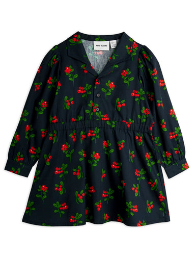Mini Rodini Lingonberries All Over Print Woven Long Sleeve Dress