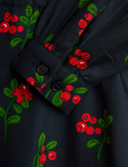 Mini Rodini Lingonberries All Over Print Woven Long Sleeve Dress