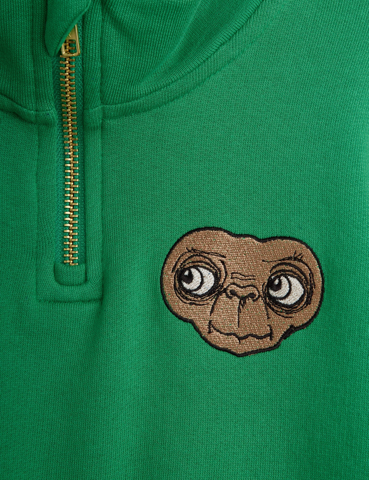 Mini Rodini E.T Embroidery Half Zip Sweatshirt - Green