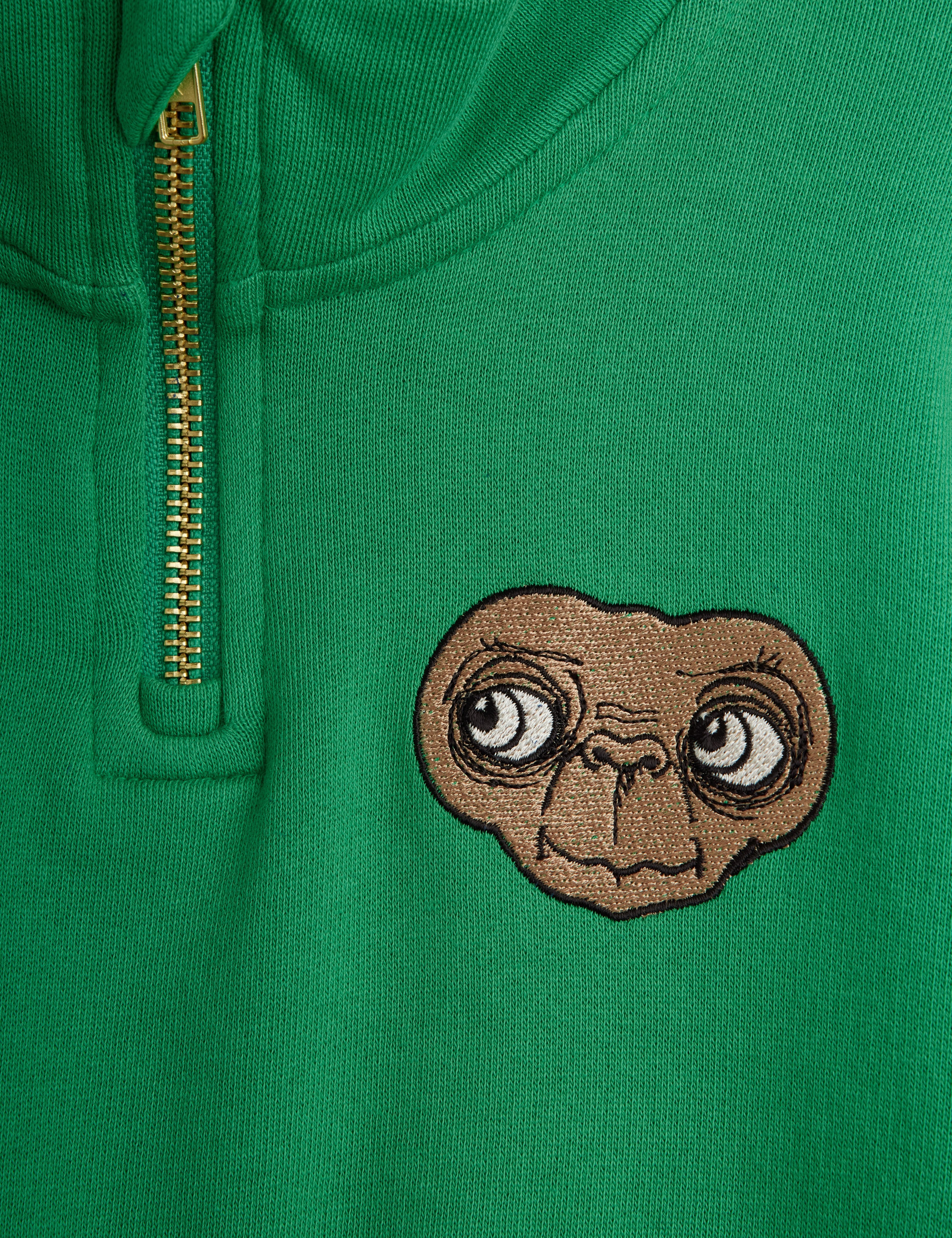 Mini Rodini E.T Embroidery Half Zip Sweatshirt - Green
