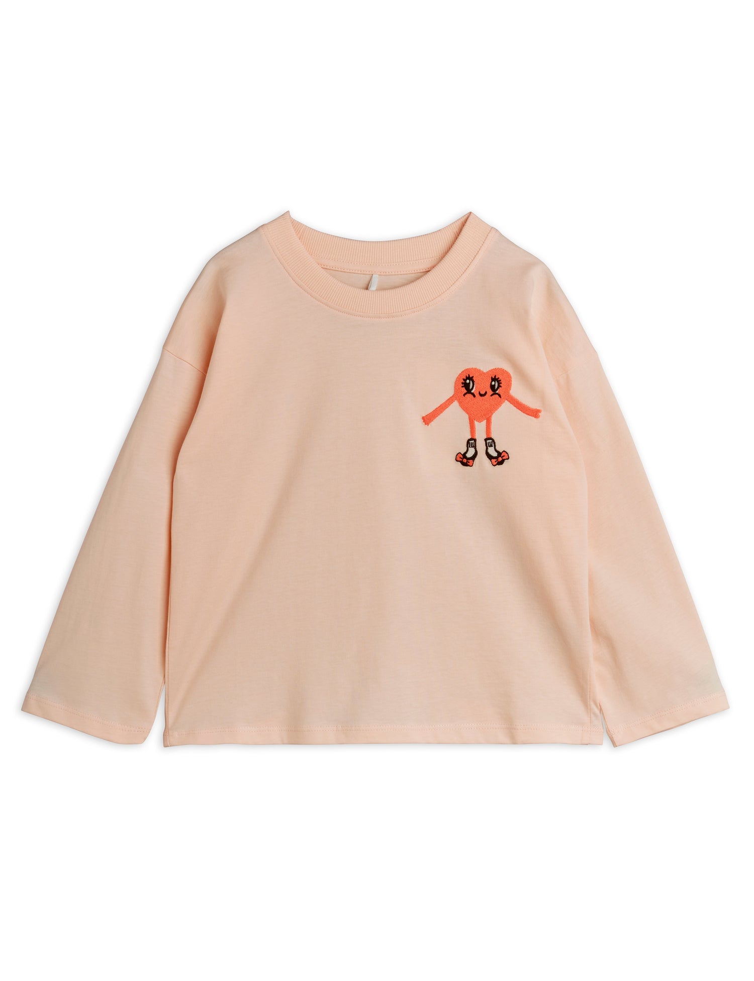 Mini Rodini Hearts In Shoes Embroidered Long Sleeve Tee - Pink