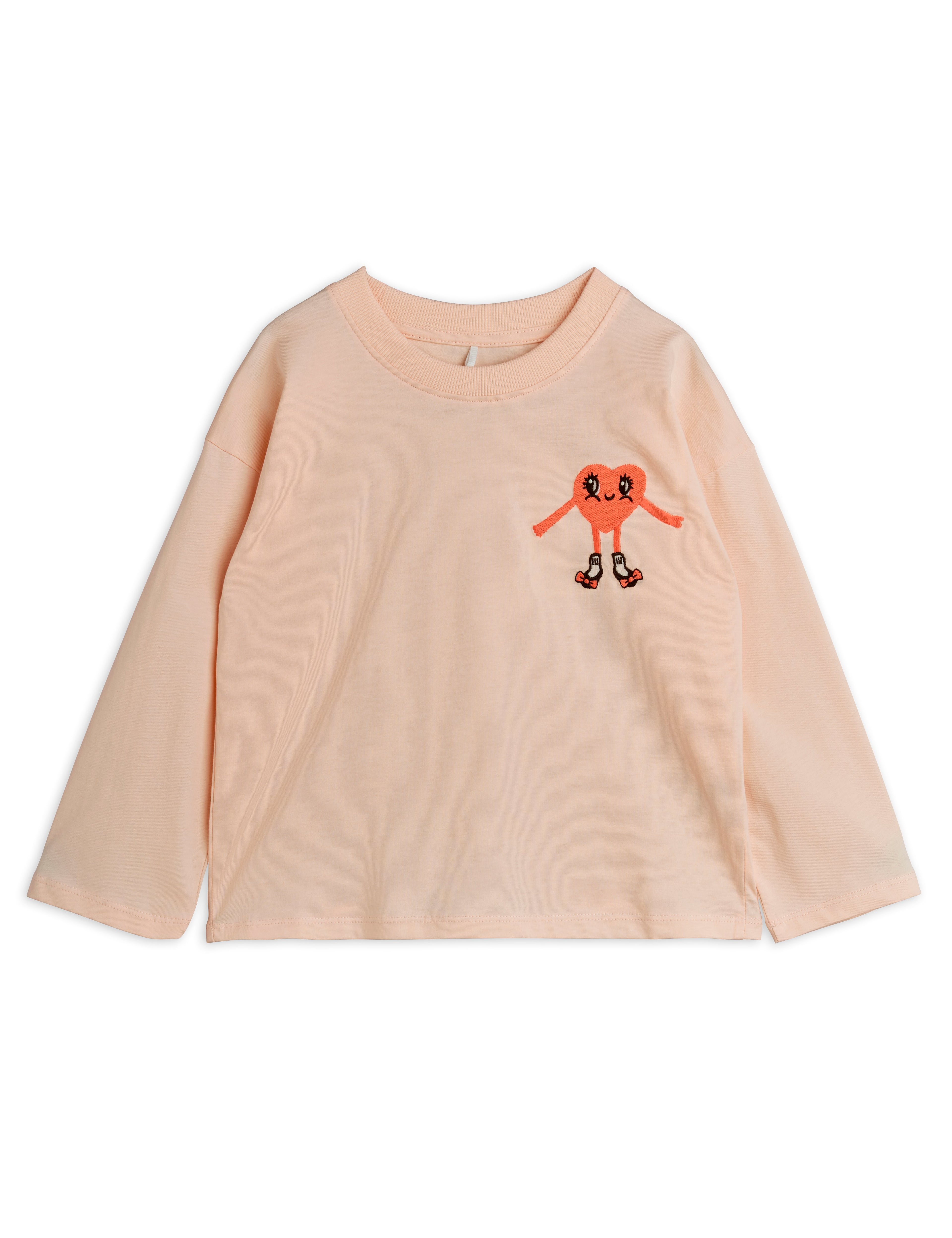 Mini Rodini Hearts In Shoes Embroidered Long Sleeve Tee - Pink