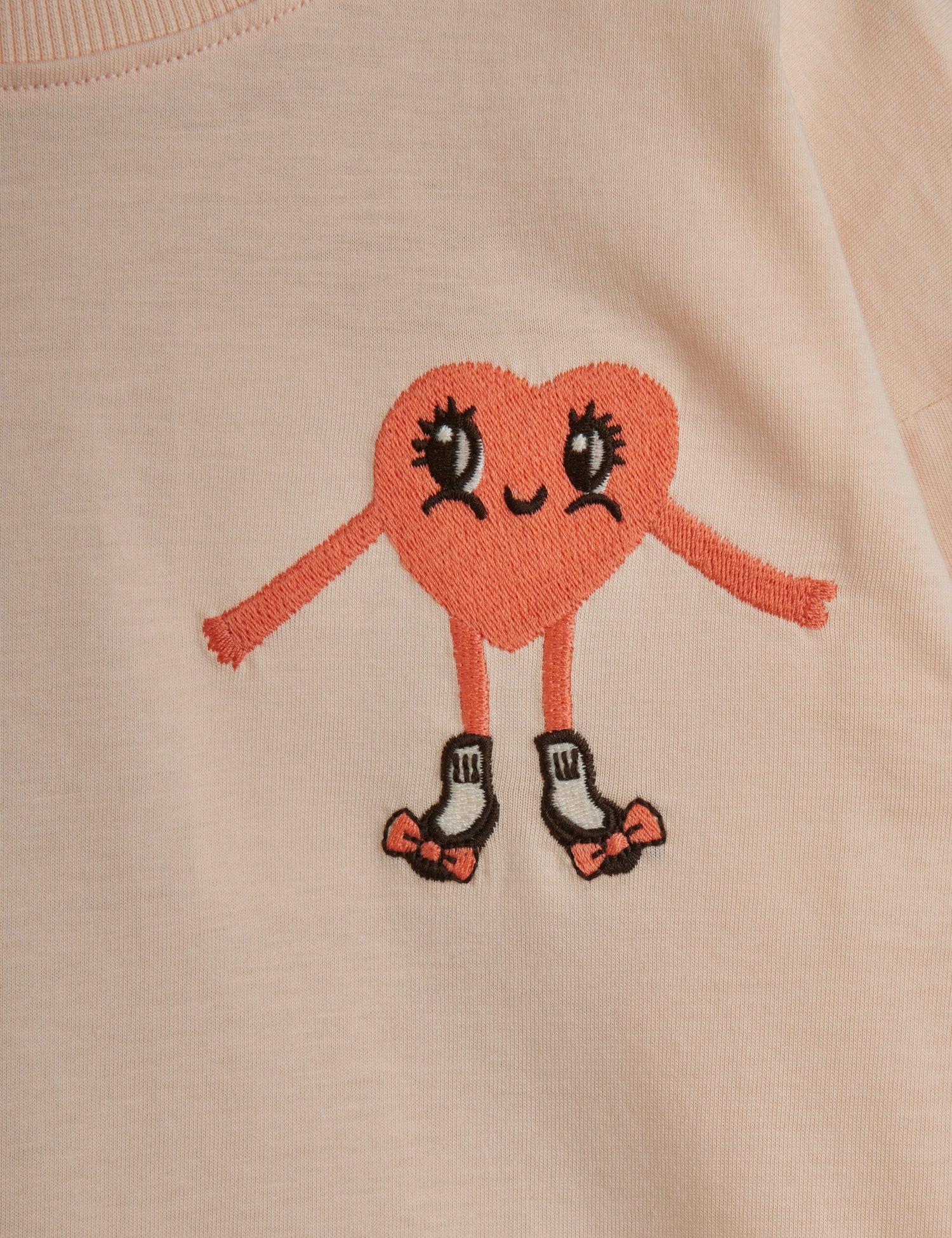Mini Rodini Hearts In Shoes Embroidered Long Sleeve Tee - Pink
