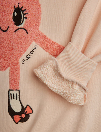 Mini Rodini Hearts In Shoes Chenille Sweatshirt - Pink