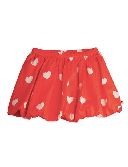 Mini Rodini Hearts All Over Print Woven Balloon Skirt - Red