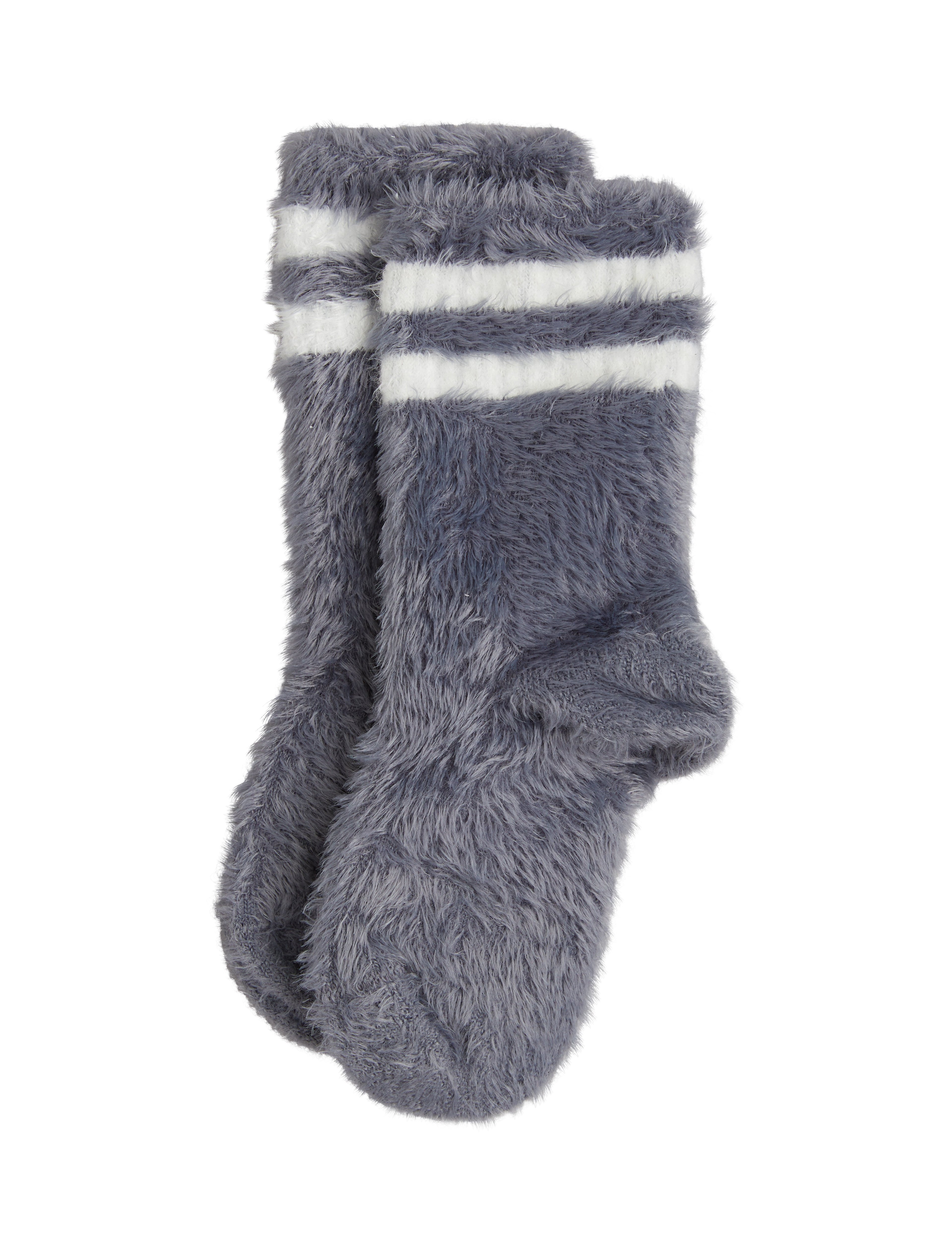 Mini Rodini Stripe Fluffy 1-Pack Socks - Grey