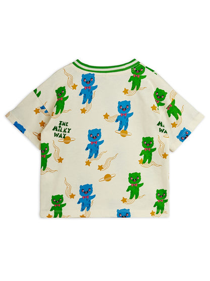 Mini Rodini Aliens All Over Print Short Sleeve Tee - Off White