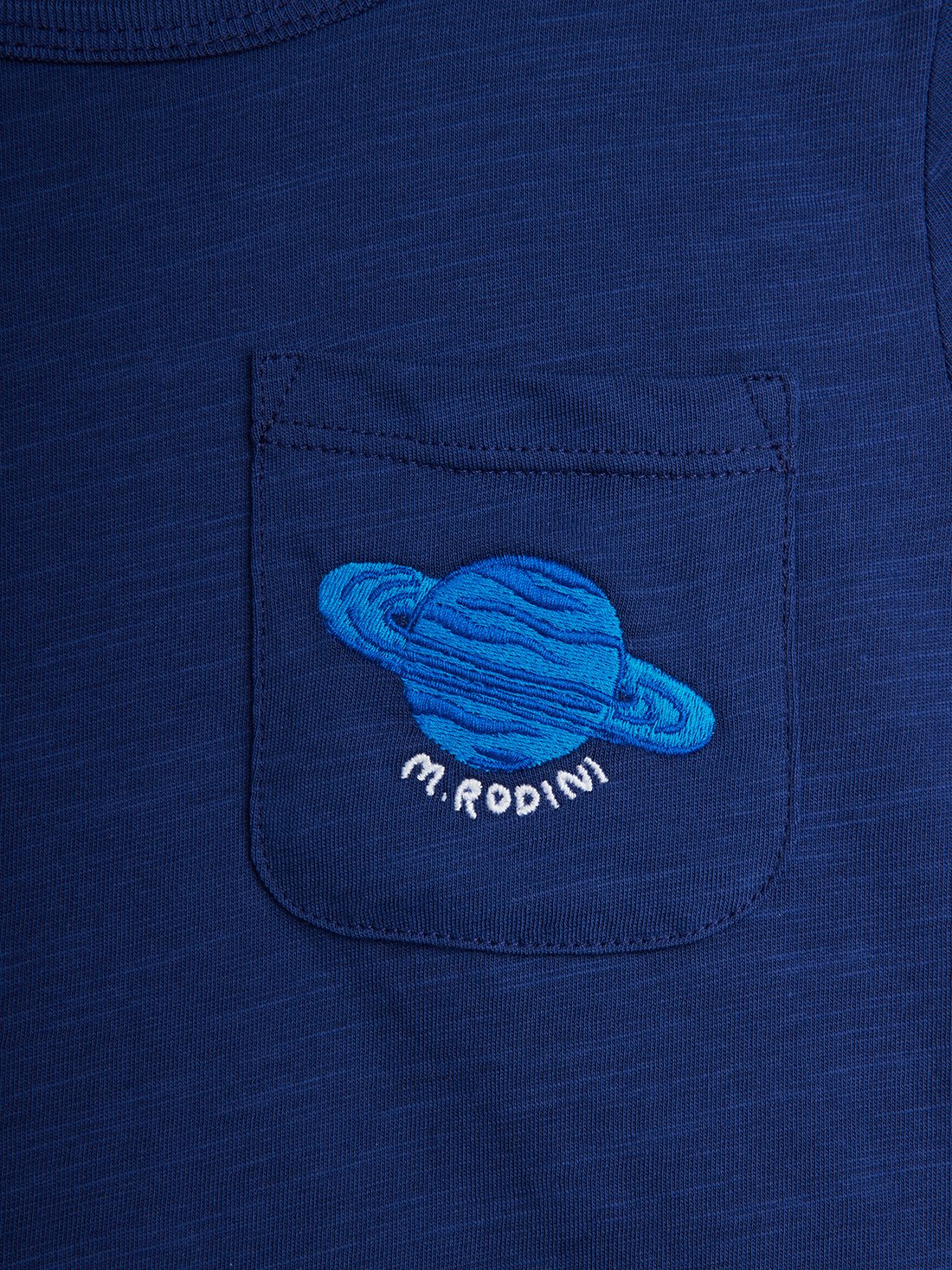 Mini Rodini Planet Embroidered Short Sleeve Tee - Blue