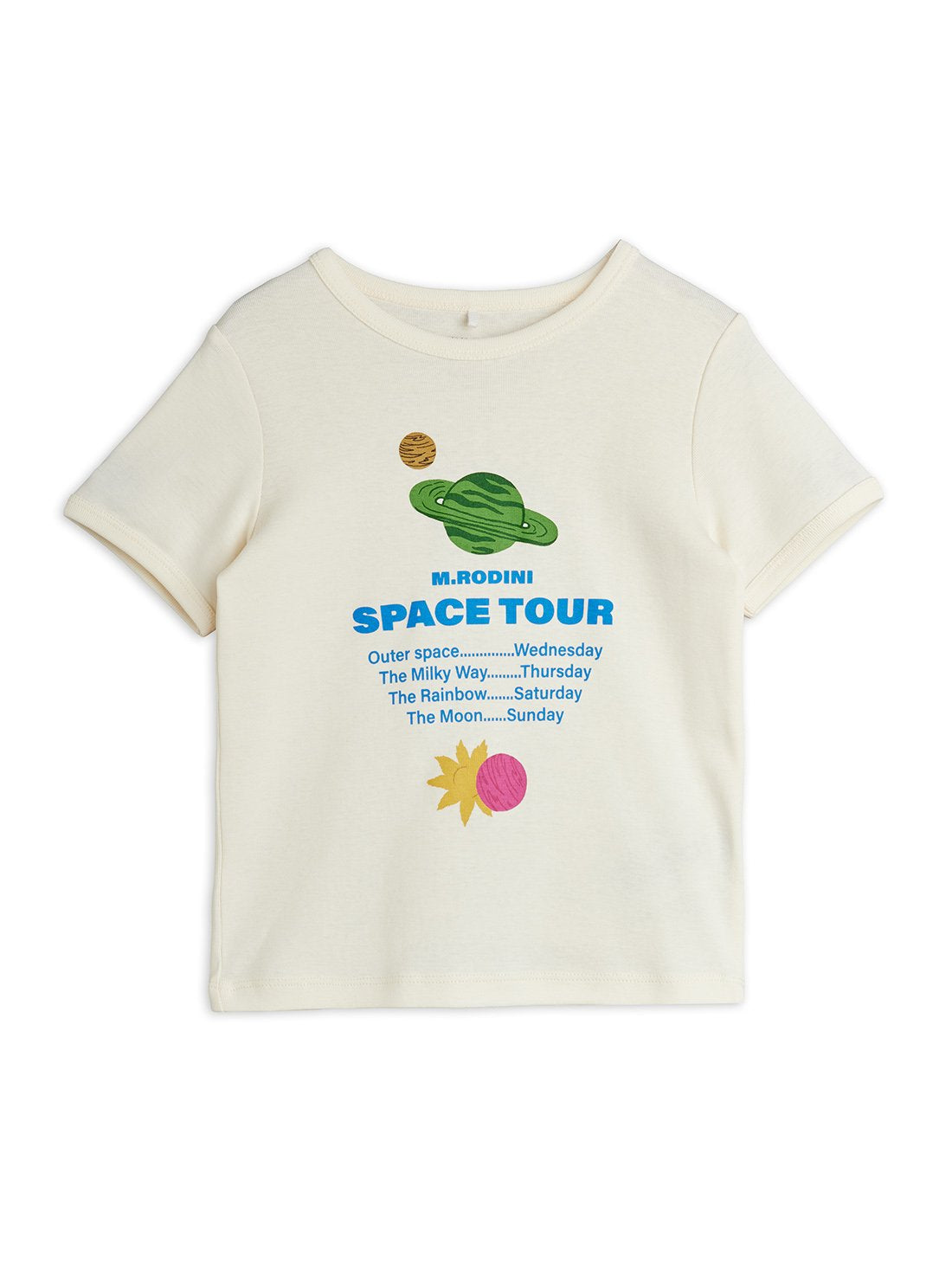 Mini Rodini Space Tour Regular Sp Short Sleeve Tee - Off White