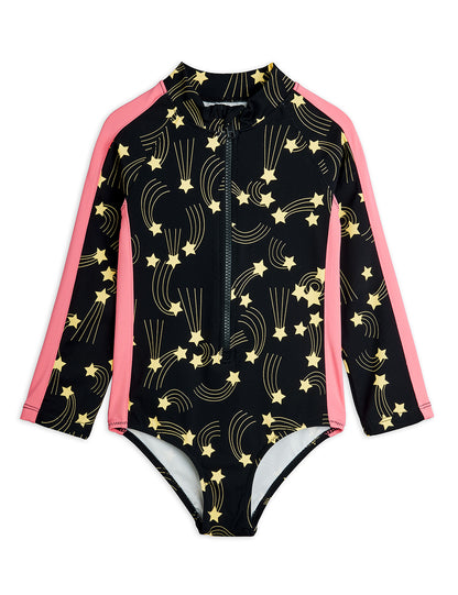 Mini Rodini Starfall AOP Longsleeve UV Swimsuit - Black
