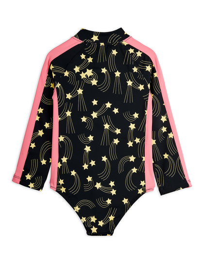 Mini Rodini Starfall AOP Longsleeve UV Swimsuit - Black