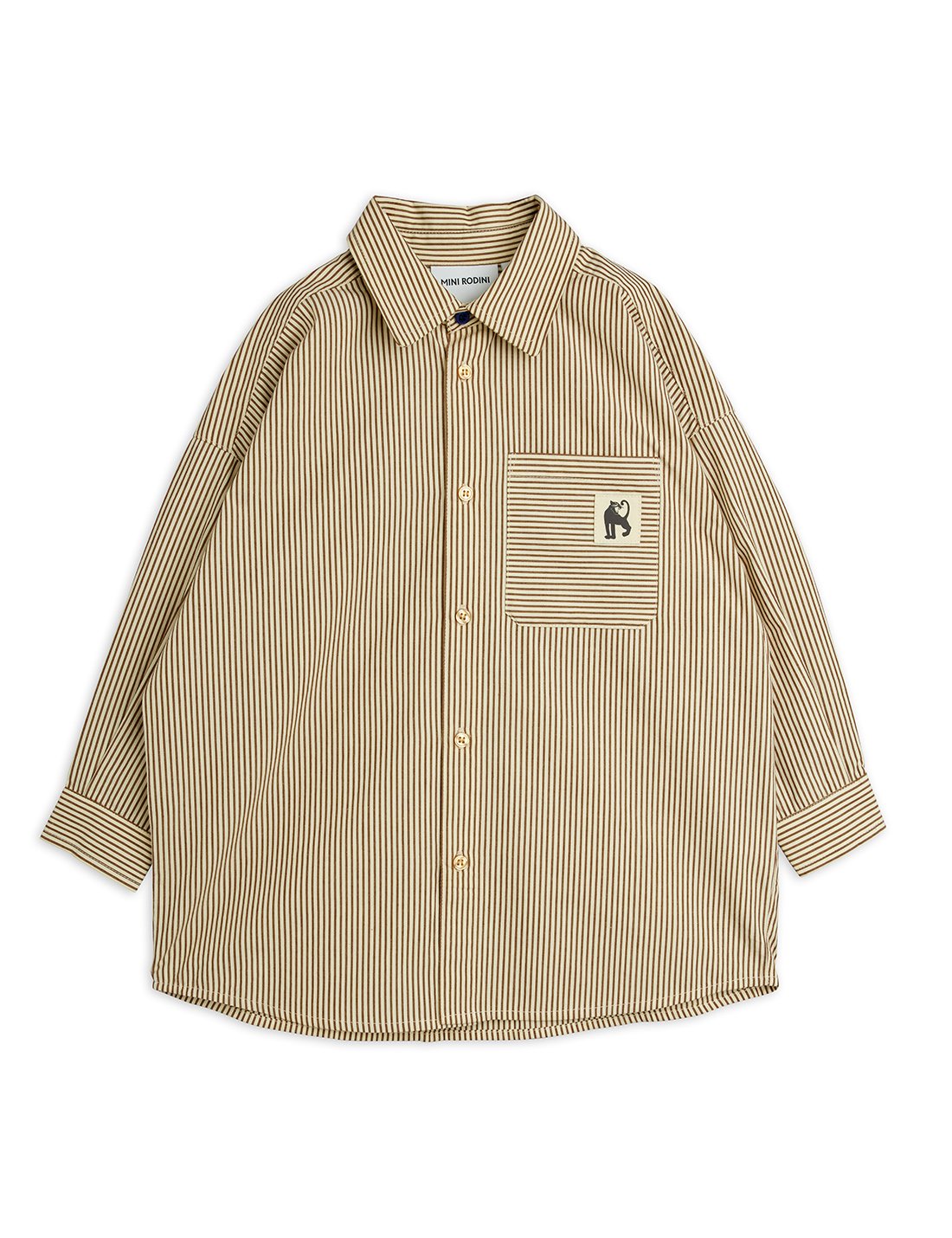 Mini Rodini Poplin Yd Long Sleeve Shirt - Brown