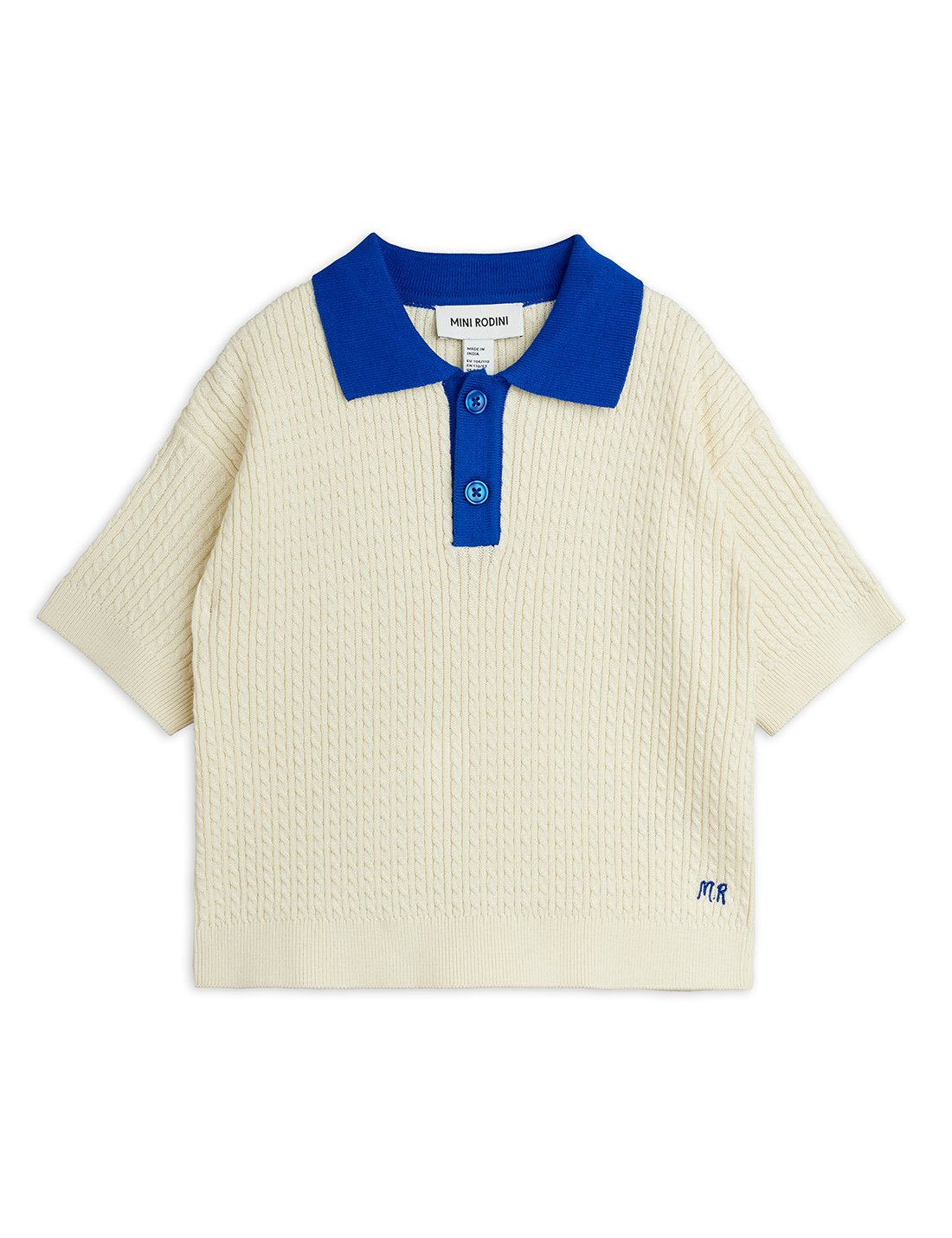 Mini Rodini Cable Knit Polo Shirt - Off White