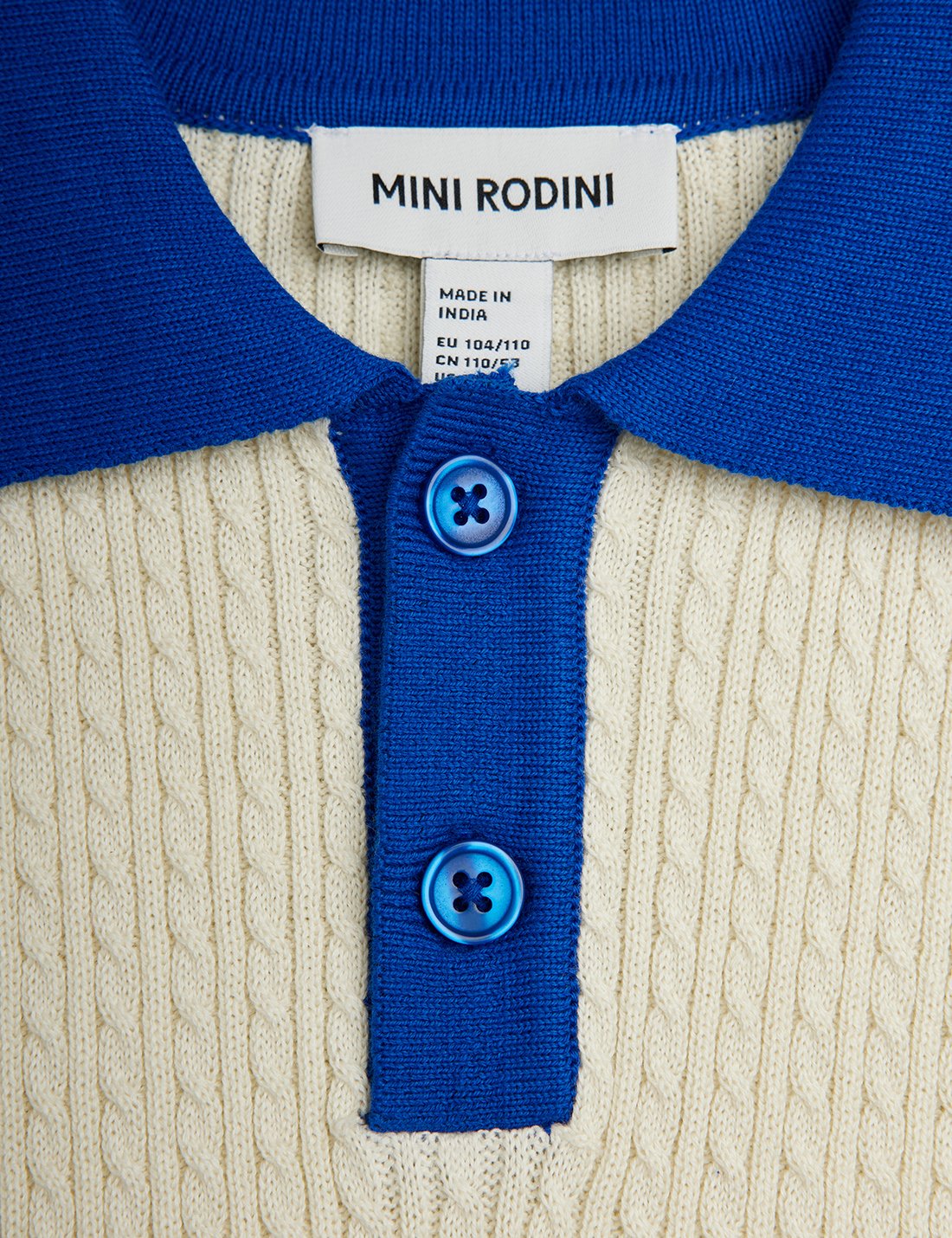 Mini Rodini Cable Knit Polo Shirt - Off White