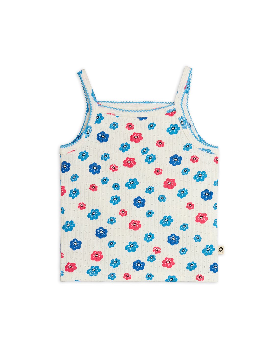 Mini Rodini Flowers Aop Picot Edge Pointelle Tank Top - Multi