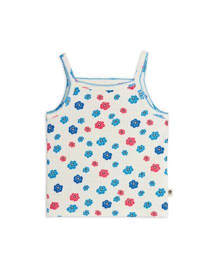 Mini Rodini Flowers Aop Picot Edge Pointelle Tank Top - Multi