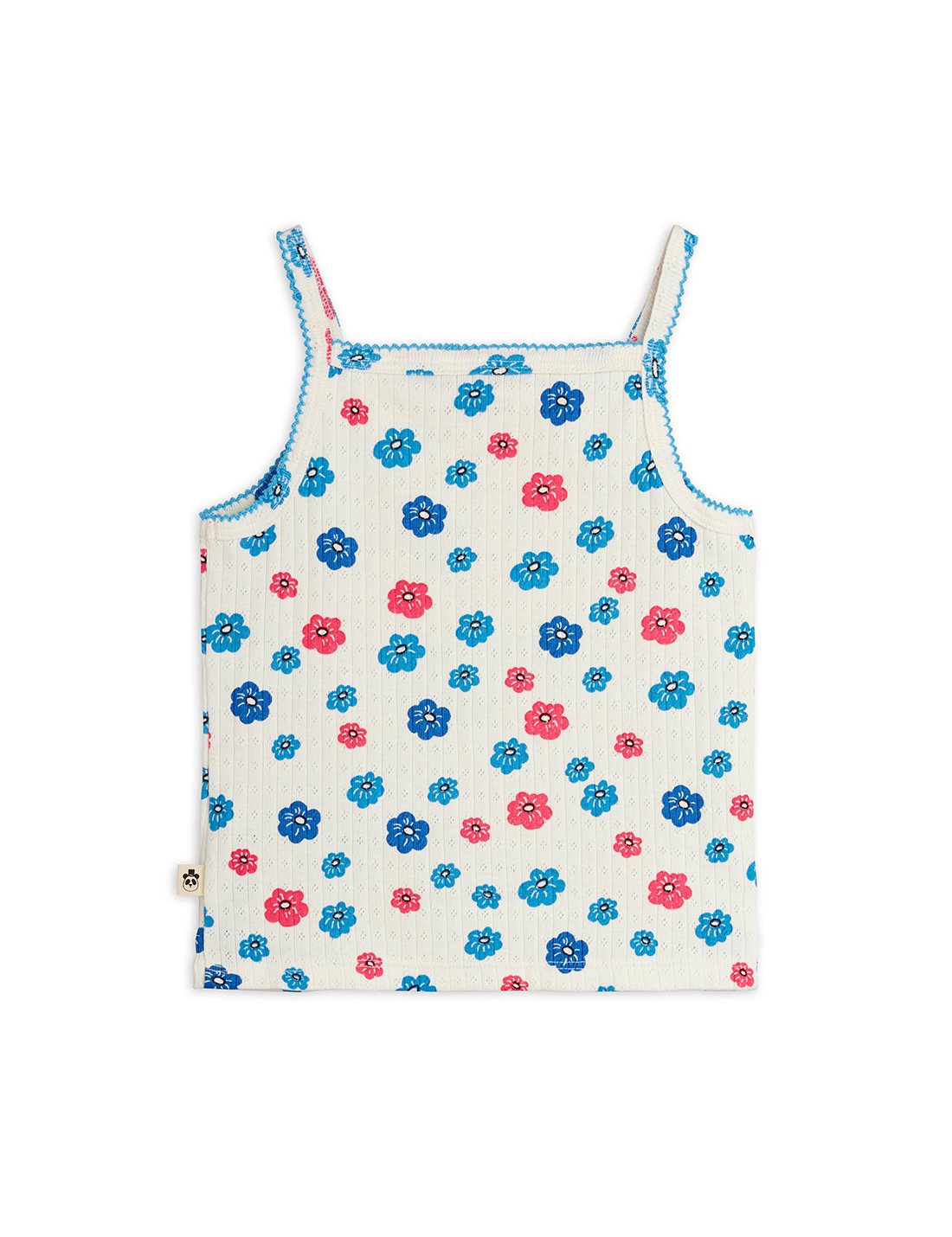 Mini Rodini Flowers Aop Picot Edge Pointelle Tank Top - Multi