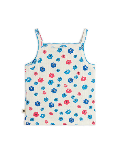 Mini Rodini Flowers Aop Picot Edge Pointelle Tank Top - Multi