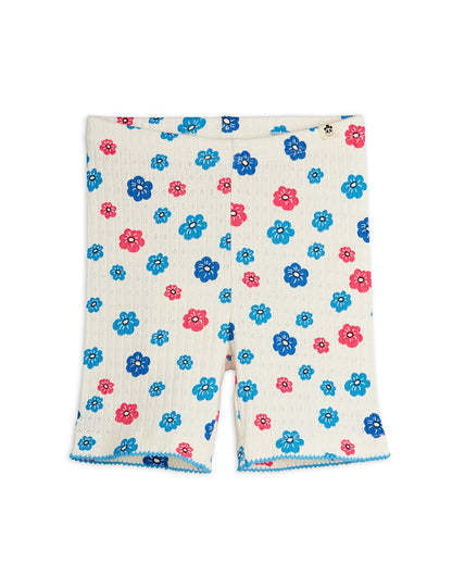 Mini Rodini Flowers Aop Picot Edge Pointelle Bike Shorts - Multi