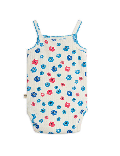 Mini Rodini Flowers Aop Picot Edge Pointelle Body - Multi