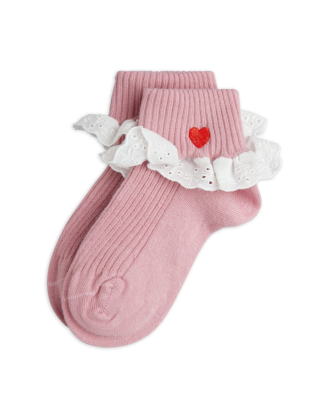 Mini Rodini Heart Lace Socks - Pink