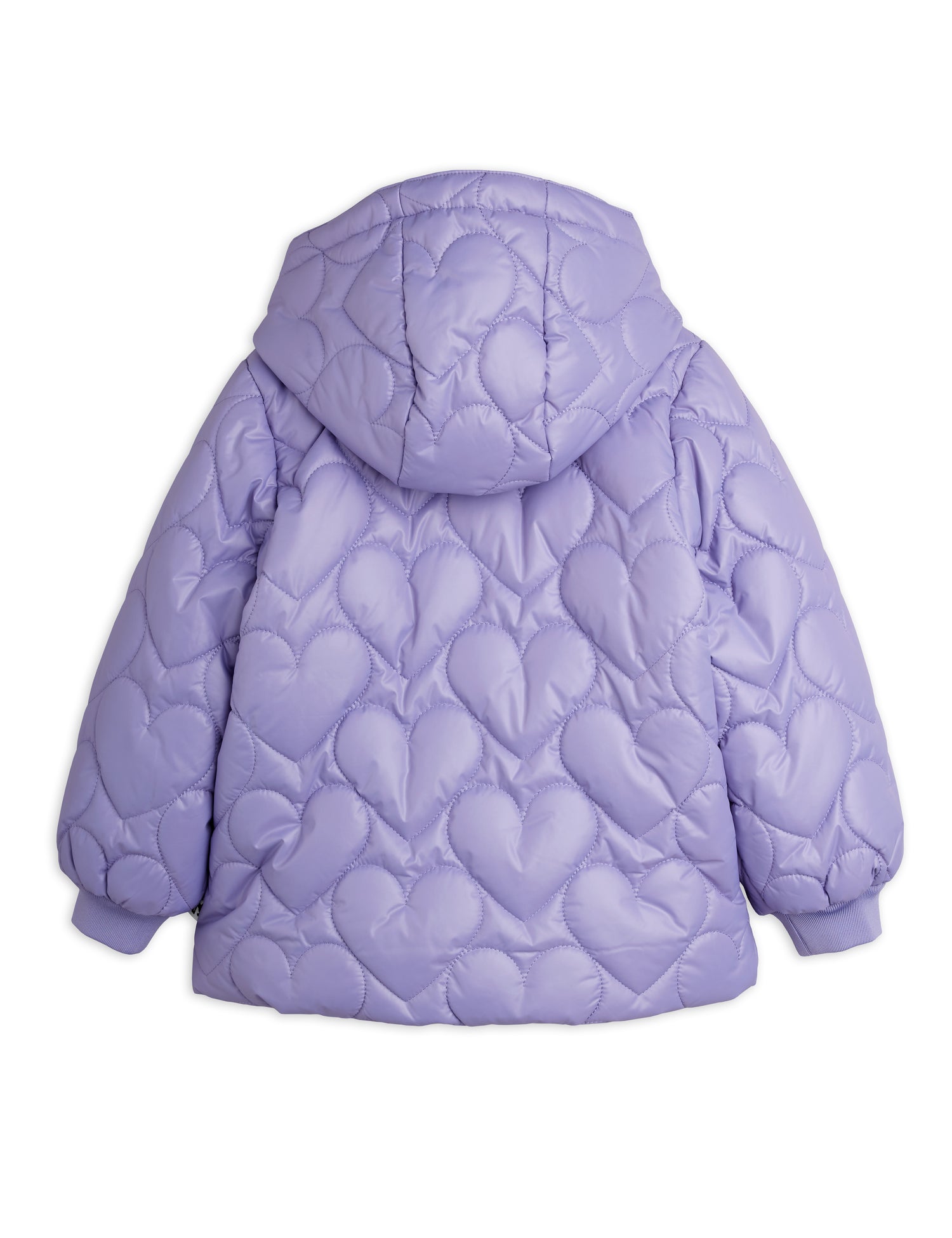 Mini Rodini Heart Quilted Hooded Puffer - Purple