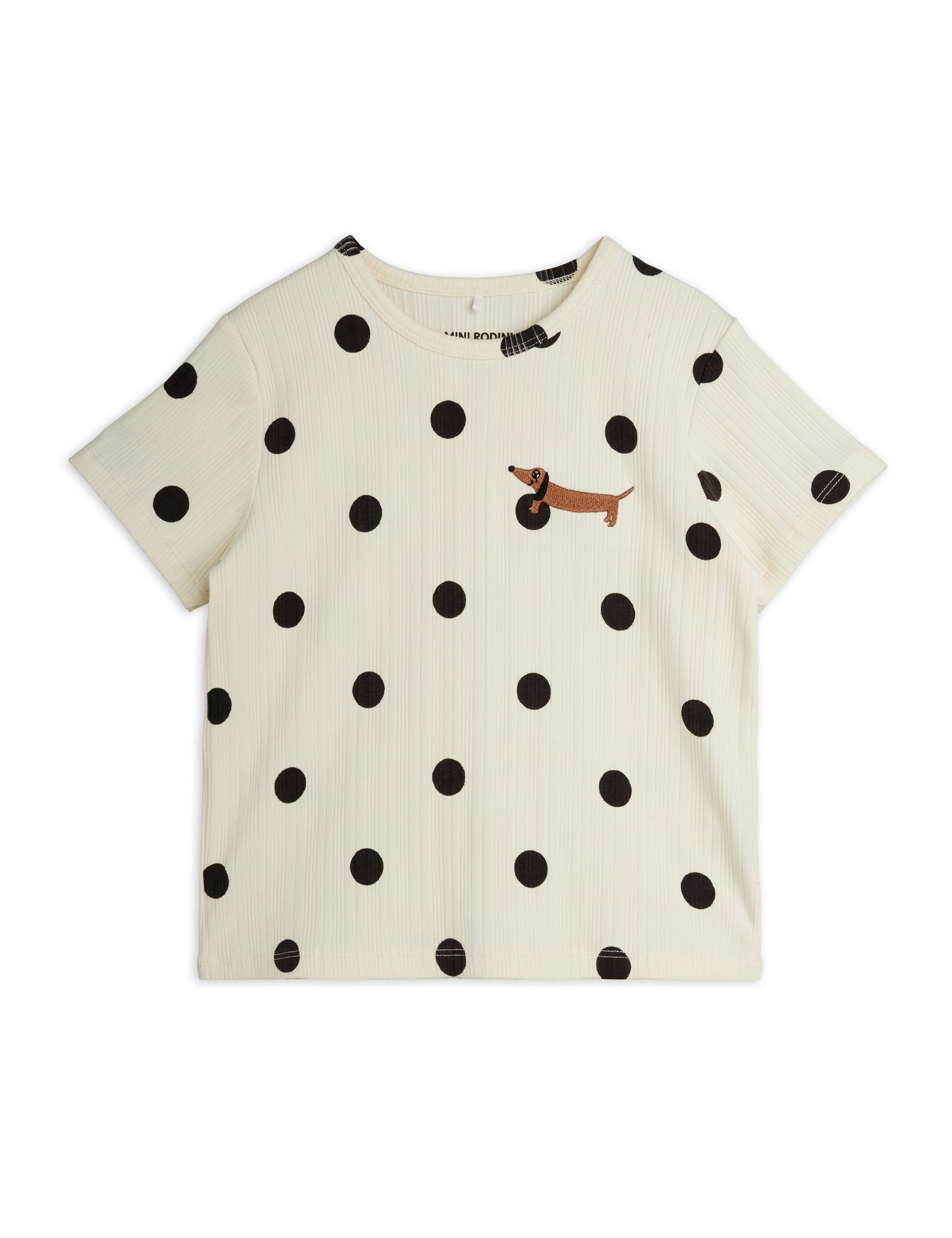 Mini Rodini Dots Aop Dog Short Sleeve Tee - Off White