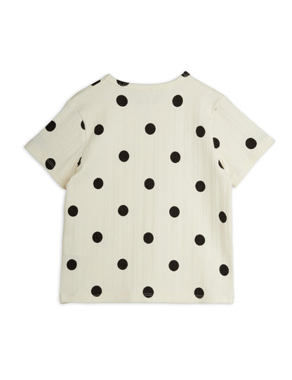 Mini Rodini Dots Aop Dog Short Sleeve Tee - Off White