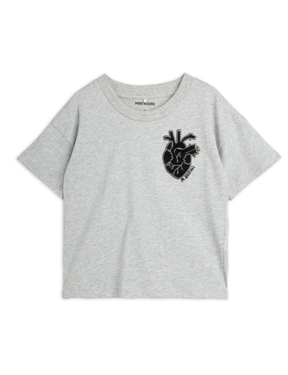Mini Rodini Heart Application Short Sleeve Tee - Grey